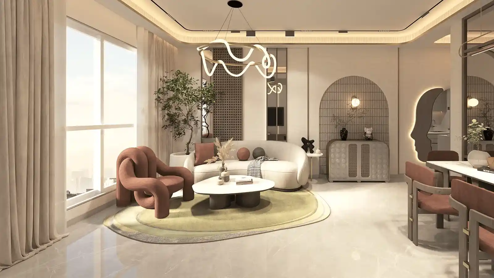 Spacious living room interior at Yula Patighanpur Hyderabad