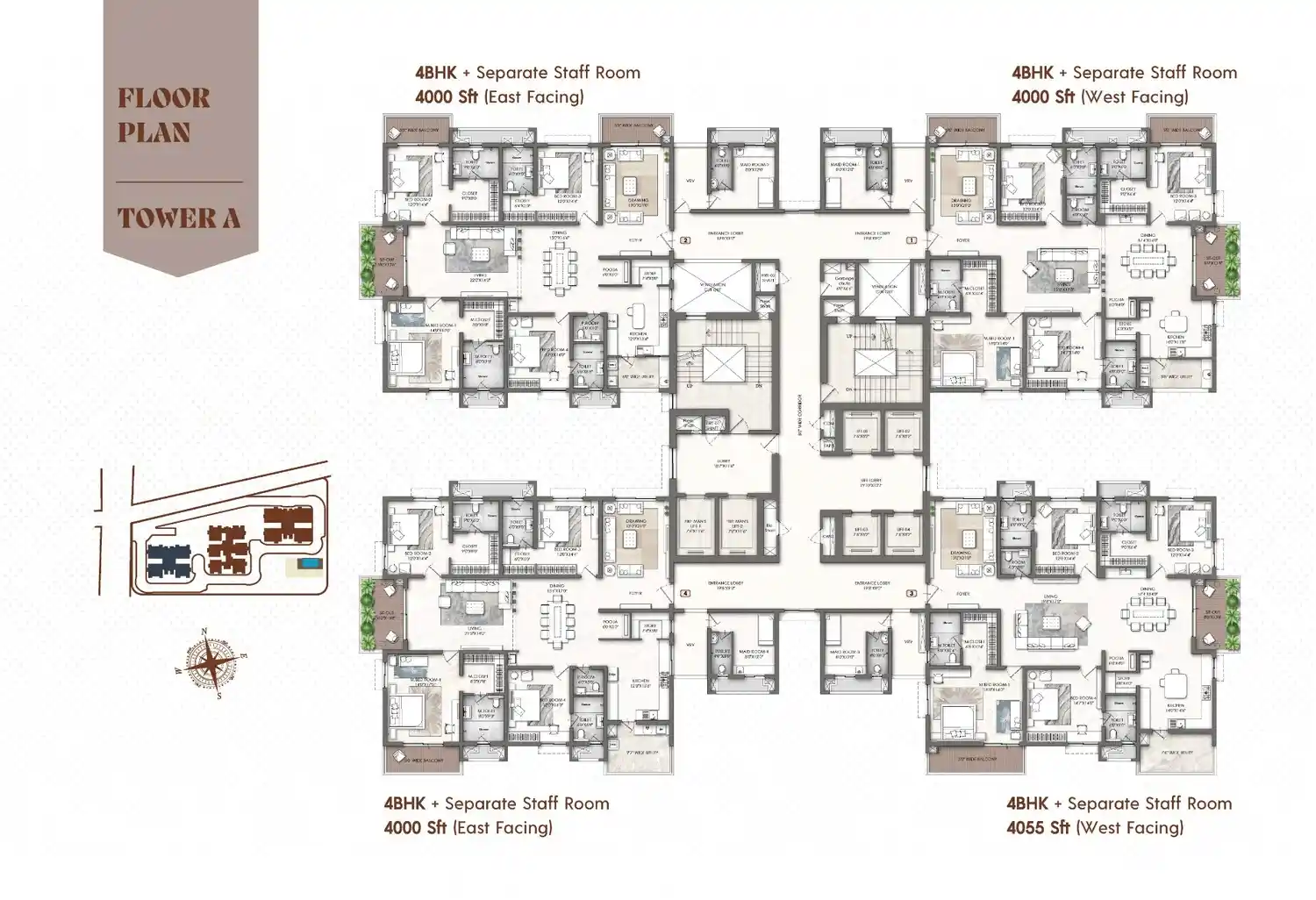 3 BHK apartment floor plan Yula Soukya